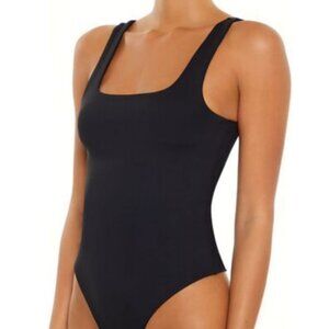 3/$20 FOREVER 21 Ribbed Square Neck Bodysuit Sleeveless Knit Thong Black Top